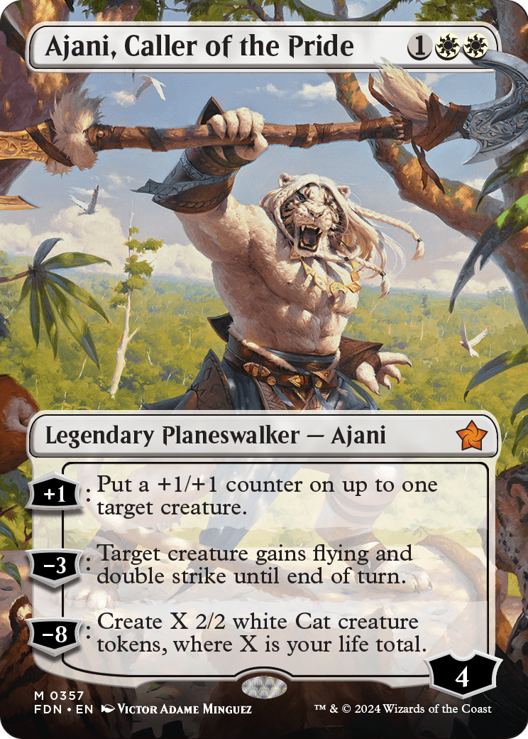 Ajani, Caller of the Pride (Borderless) (FDN-357) - Foundations