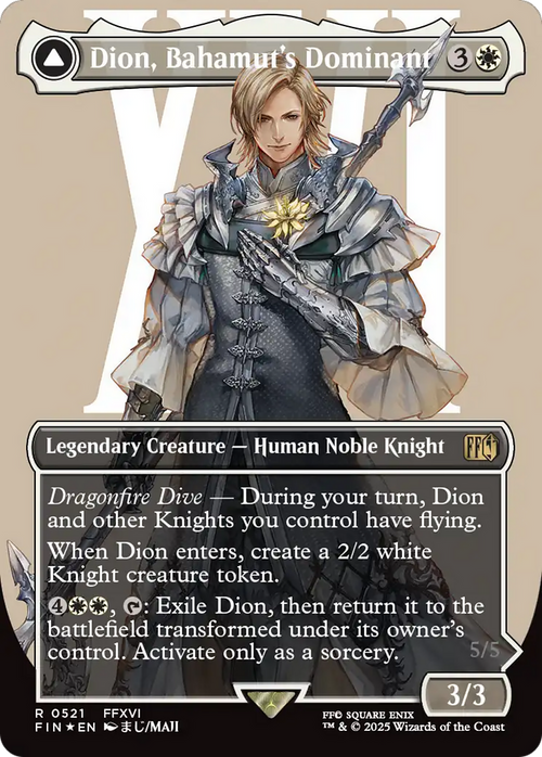 Dion, Bahamut's Dominant (Borderless) (Surge Foil) (FIN-521) - FINAL FANTASY: (enchantment) Foil