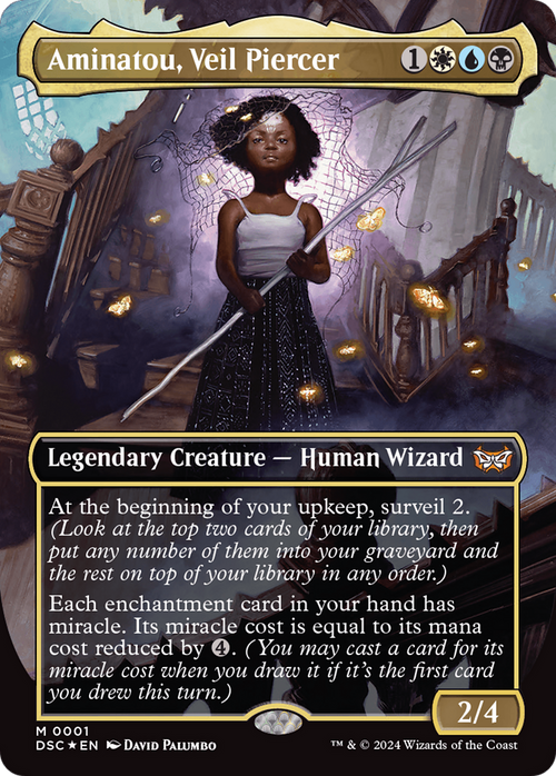 Aminatou, Veil Piercer (Borderless) (DSC-001) - Duskmourn: House of Horror Commander Foil
