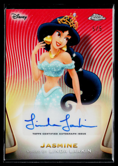 2025 Topps Chrome Disney Authentic Autographs – Jasmine / Linda Larkin #AA-LL Red Refractor #5/5