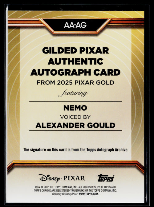 2025 Topps Pixar Gold – Gilded Pixar Authentic Autograph Nemo #AA-AG