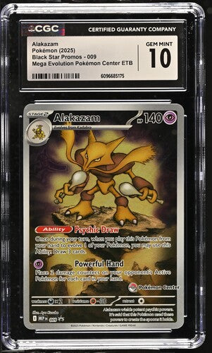 2025 Pokemon EN-Black Star Promos #009 Alakazam Mega Evolution Pokemon Center ETB CGC 10
