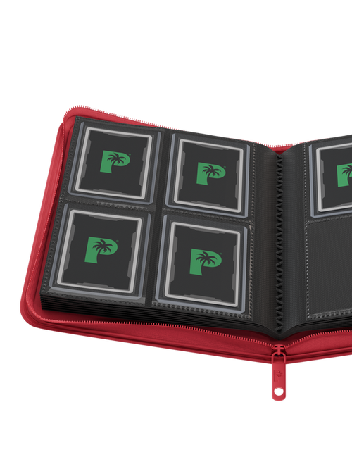 Palms Off Gaming Collector's Series Top Loader Zip Binder - 4 Pocket - Red