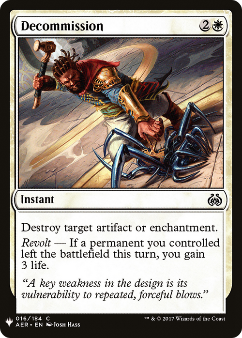 Decommission (LIST-AER-16) - The List