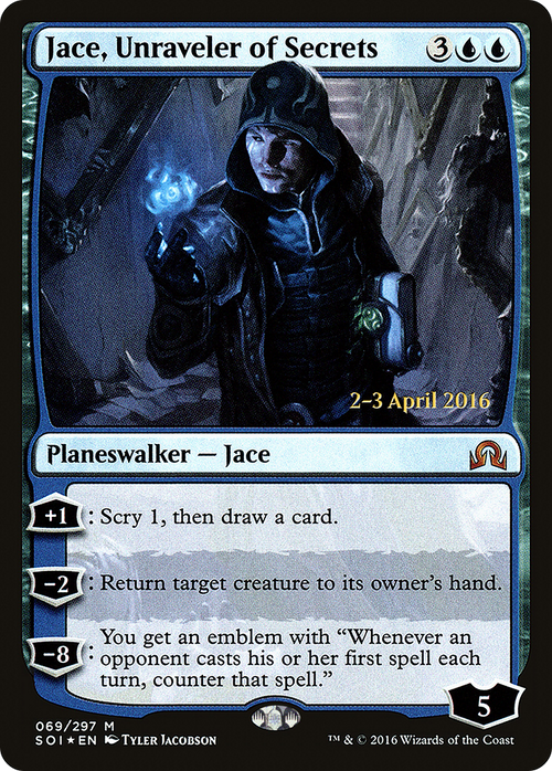 Jace, Unraveler of Secrets (PRE-69S) - Shadows over Innistrad Promos Foil