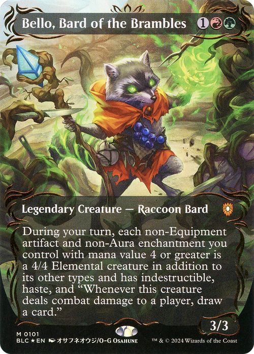 Bello, Bard of the Brambles (Borderless) (Raised Foil) (BLC-101) - Bloomburrow Commander Foil