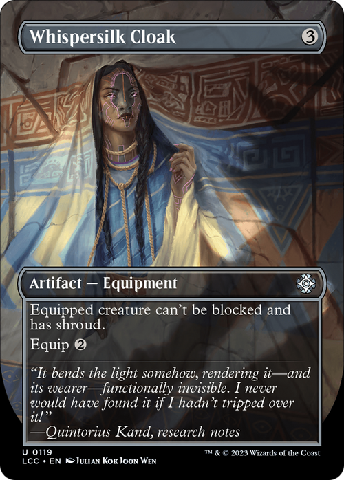 Whispersilk Cloak (Borderless) (LCC-119) - The Lost Caverns of Ixalan Commander Foil