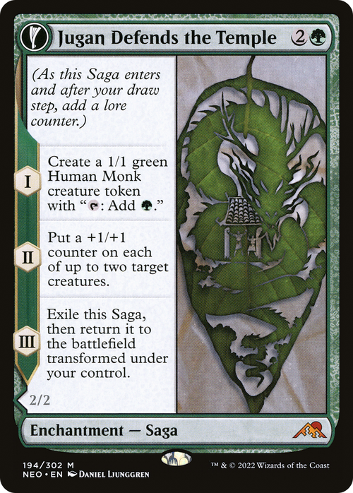 Jugan Defends the Temple (NEO-194) - Kamigawa: Neon Dynasty: (fandfc, enchantment)
