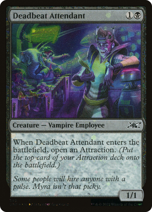 Deadbeat Attendant (Galaxy Foil) (UNF-355) - Unfinity Foil