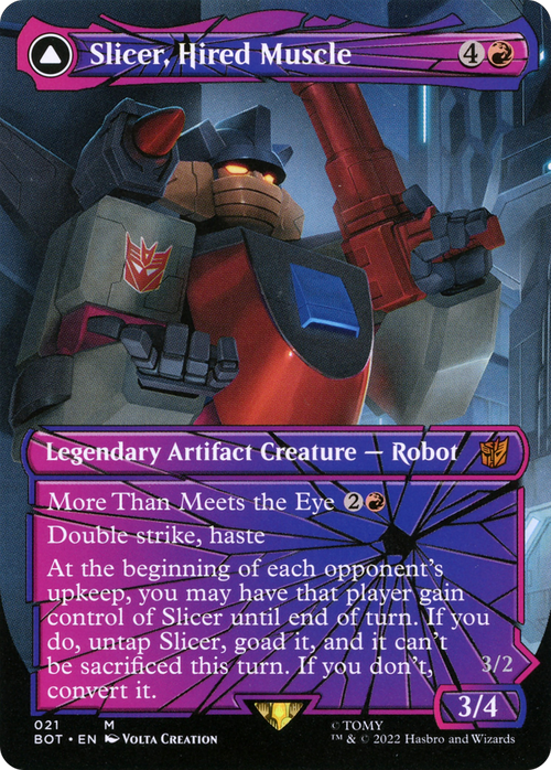 Slicer, Hired Muscle (Shattered Glass) (BOT-021) - Transformers: (shatteredglass, convertdfc) (Borderless)