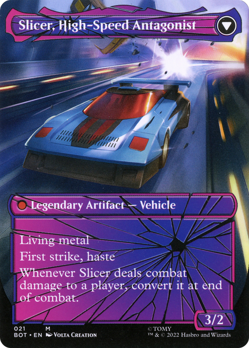 Slicer, Hired Muscle (Shattered Glass) (BOT-021) - Transformers: (shatteredglass, convertdfc) (Borderless)
