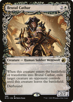 Brutal Cathar (Showcase) (MID-286) - Innistrad: Midnight Hunt: (Showcase, Double Faced Transform)