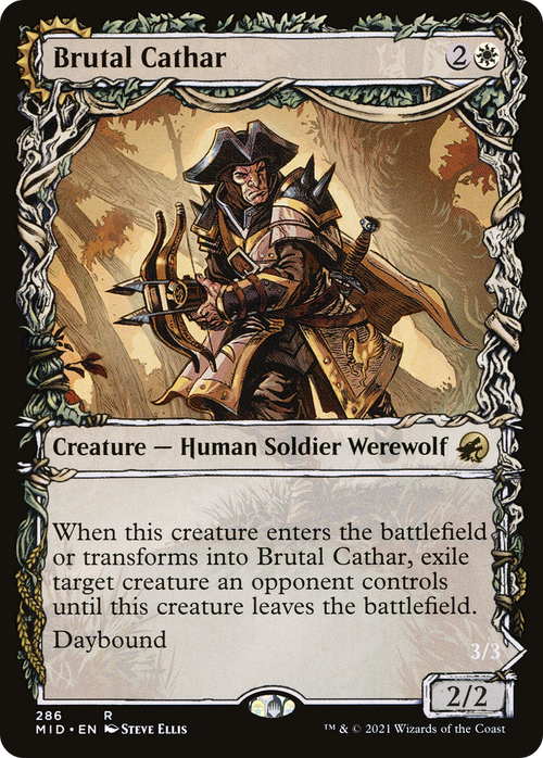 Brutal Cathar (Showcase) (MID-286) - Innistrad: Midnight Hunt: (Showcase, Double Faced Transform) Foil