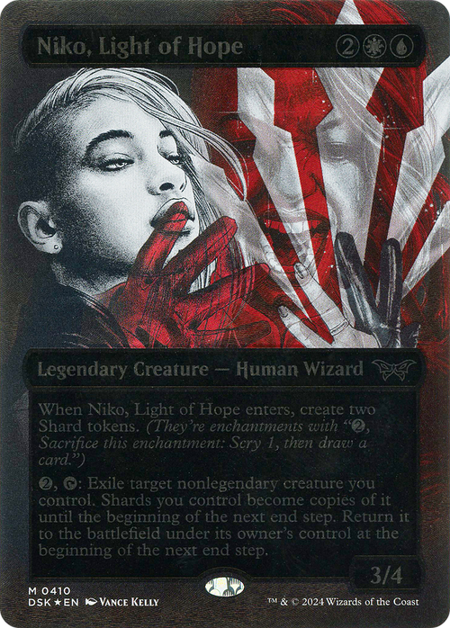 Niko, Light of Hope (Showcase) (Textured Foil) (DSK-410) - Duskmourn: House of Horror: (Showcase) (Borderless) Foil