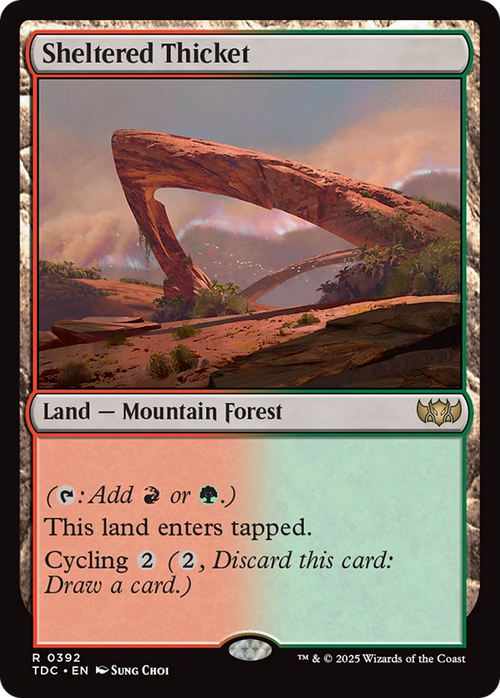 Sheltered Thicket (TDC-392) - Commander: Tarkir: Dragonstorm