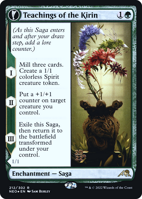 Teachings of the Kirin (PRE-212) - Kamigawa: Neon Dynasty Promos: (fandfc, enchantment) Foil