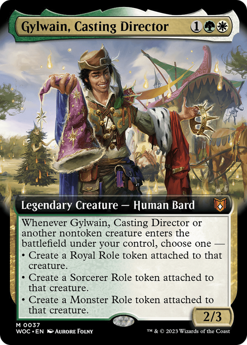 Gylwain, Casting Director (Extended Art) (WOC-037) - Wilds of Eldraine Commander: (Extended Art) Foil