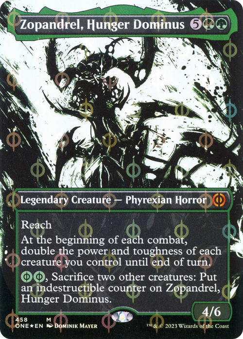 Zopandrel, Hunger Dominus (Showcase) (Step-and-Compleat Foil) (ONE-458) - Phyrexia: All Will Be One: (Showcase) (Borderless) Foil