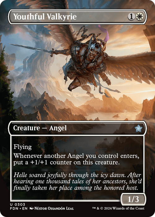 Youthful Valkyrie (Borderless) (FDN-303) - Foundations Foil