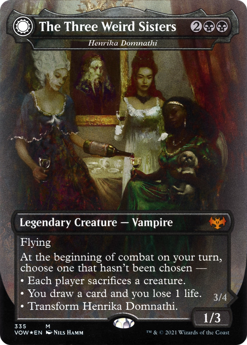 The Three Weird Sisters - Henrika Domnathi (VOW-335) - Innistrad: Crimson Vow: (Double Faced Transform) (Borderless) Foil