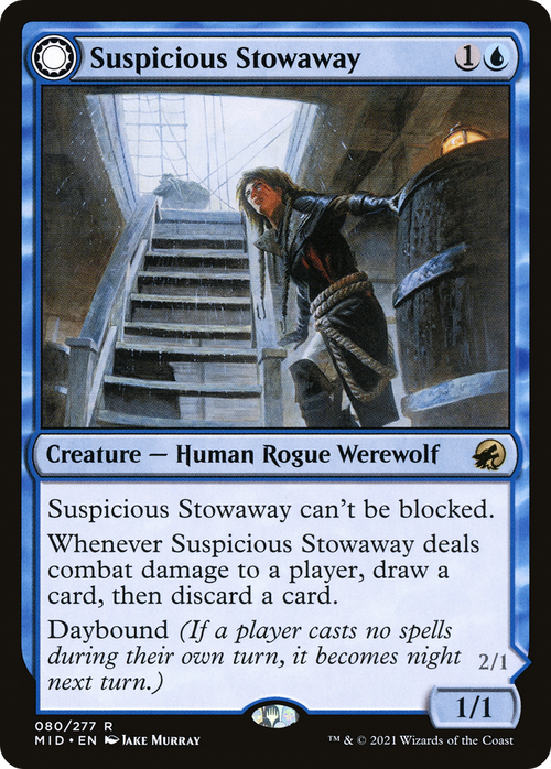 Suspicious Stowaway (MID-080) - Innistrad: Midnight Hunt: (Double Faced Transform)