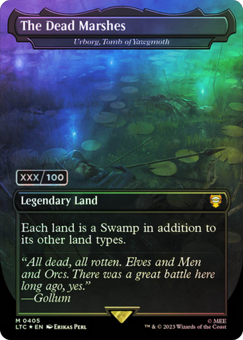 The Dead Marshes - Urborg, Tomb of Yawgmoth (Serial Numbered) (LTC-405) - Tales of Middle-earth Commander / The Dead Marshes (Borderless) Foil