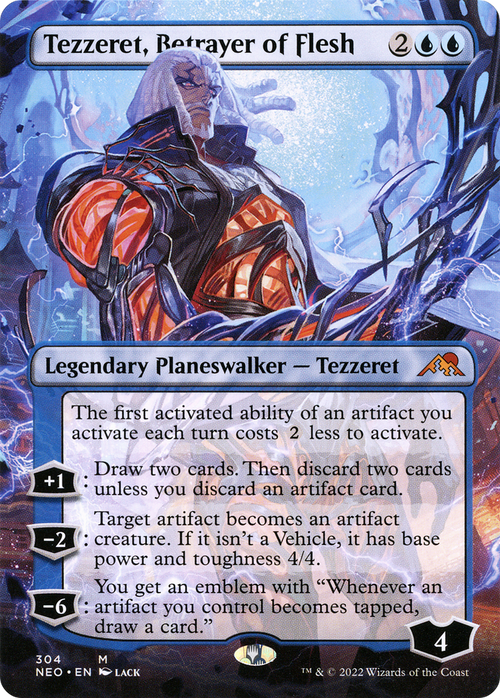 Tezzeret, Betrayer of Flesh (Borderless) (NEO-304) - Kamigawa: Neon Dynasty Foil