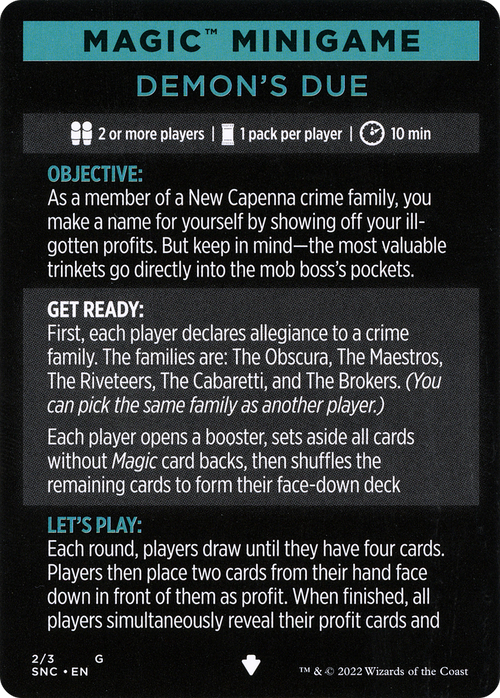 Demon's Due (minigame) // Demon's Due (cont'd) (MSNC-002) - Streets of New Capenna Minigames
