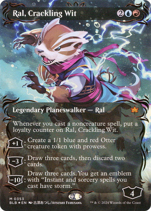 Ral, Crackling Wit (Borderless) (Raised Foil) (BLB-353) - Bloomburrow: (Showcase) Foil