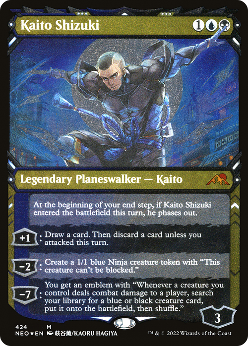 Kaito Shizuki (Showcase) (Foil Etched) (NEO-424) - Kamigawa: Neon Dynasty: (Showcase) Foil