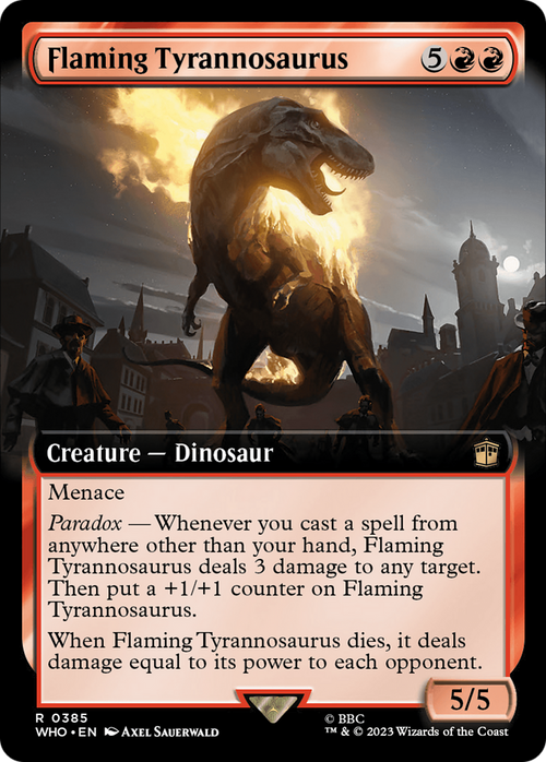 Flaming Tyrannosaurus (Extended Art) (WHO-385) - Doctor Who: (Extended Art)
