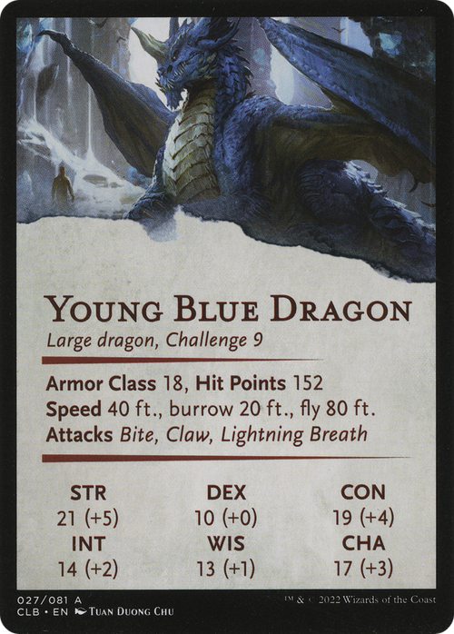 Young Blue Dragon // Young Blue Dragon (ACLB-027) - Battle for Baldur's Gate Art Series (Borderless) Foil