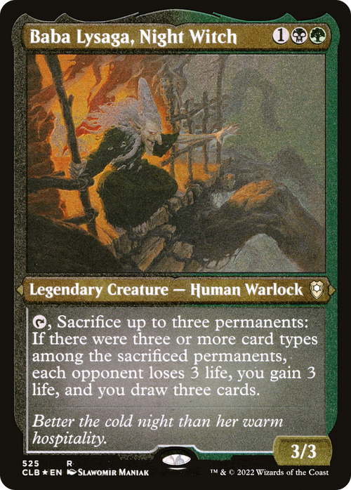 Baba Lysaga, Night Witch (Foil Etched) (CLB-525) - Commander Legends: Battle for Baldur's Gate Foil