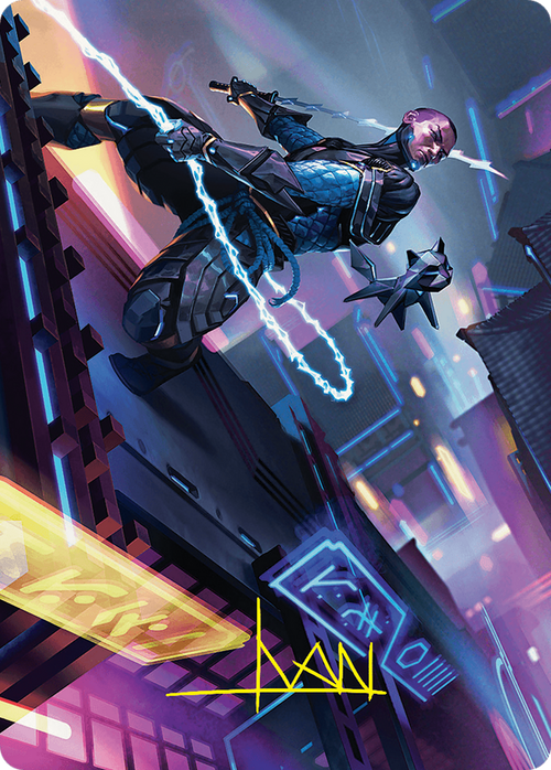 Kaito, Cunning Infiltrator // Kaito, Cunning Infiltrator (AFDN-051) - Foundations Art Series (Borderless) Foil