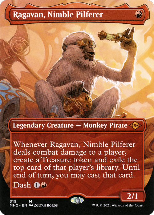 Ragavan, Nimble Pilferer (Borderless) (MH2-315) - Modern Horizons 2 (Borderless) Foil