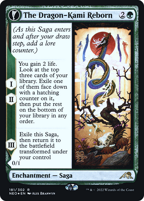 The Dragon-Kami Reborn (PRE-181) - Kamigawa: Neon Dynasty Promos: (fandfc, enchantment) Foil