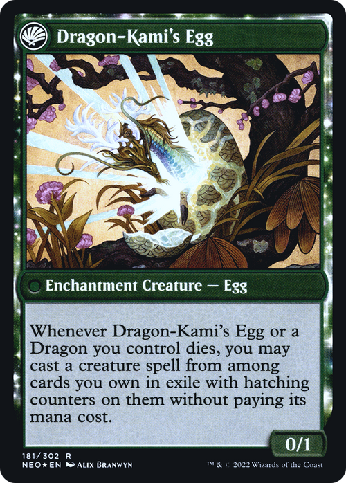 The Dragon-Kami Reborn (PRE-181) - Kamigawa: Neon Dynasty Promos: (fandfc, enchantment) Foil