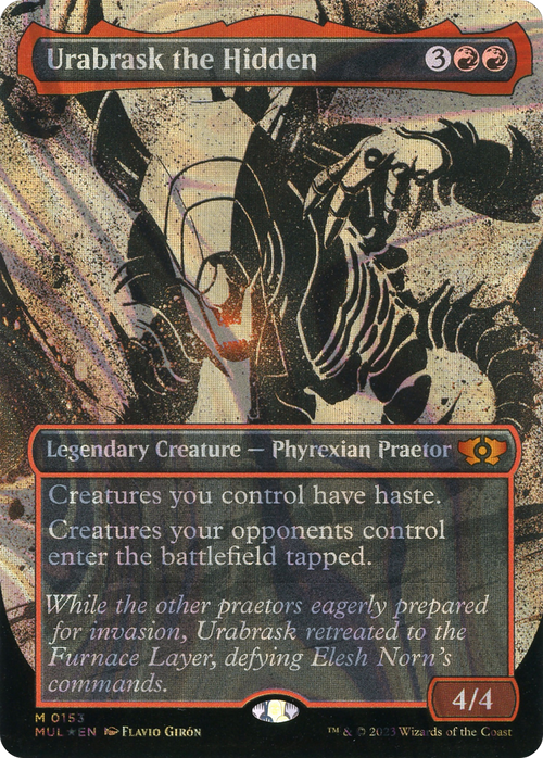 Urabrask the Hidden (Halo Foil) (MUL-153) - Multiverse Legends: (Showcase) (Borderless) Foil
