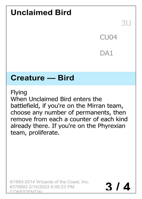 Unclaimed Bird (UNK-) - Unknown Event