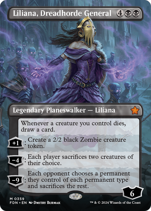 Liliana, Dreadhorde General (Borderless) (FDN-359) - Foundations Foil