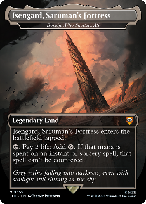 Isengard, Saruman's Fortress - Boseiju, Who Shelters All (LTC-359) - Tales of Middle-earth Commander / Isengard, Saruman's Fortress (Borderless) Foil
