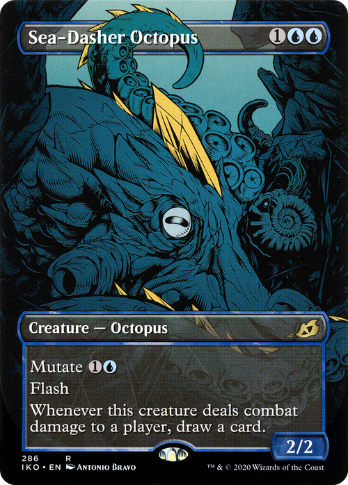 Sea-Dasher Octopus (Showcase) (IKO-286) - Ikoria: Lair of Behemoths: (Showcase) (Borderless) Foil