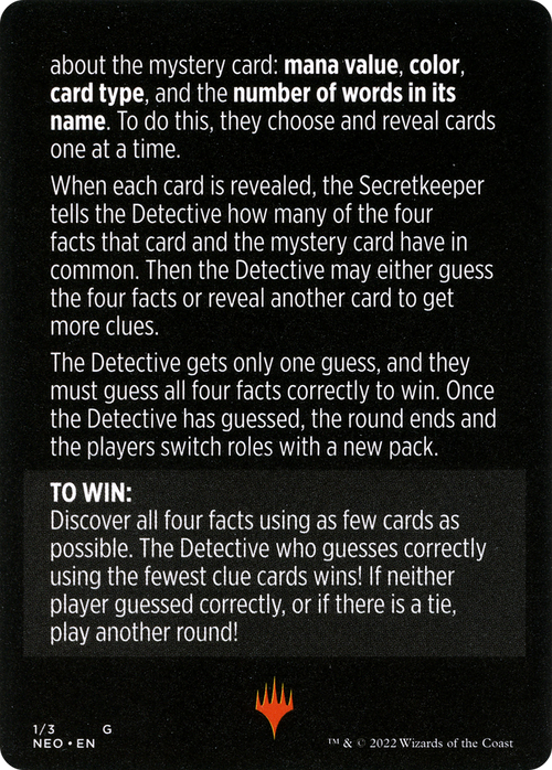 Booster Sleuth // Booster Sleuth (cont'd) (MNEO-001) - Kamigawa: Neon Dynasty Minigames Foil