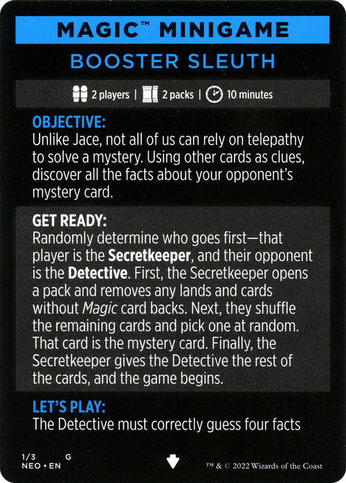 Booster Sleuth // Booster Sleuth (cont'd) (MNEO-001) - Kamigawa: Neon Dynasty Minigames Foil