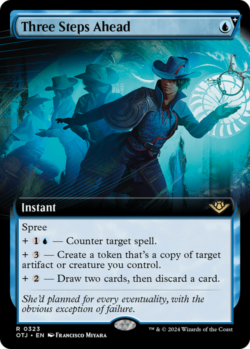 Three Steps Ahead (Extended Art) (OTJ-323) - Outlaws of Thunder Junction: (Extended Art, spree) Foil