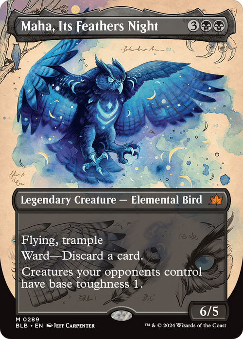 Maha, Its Feather Night (Borderless) (BLB-289) - Bloomburrow: (Showcase)
