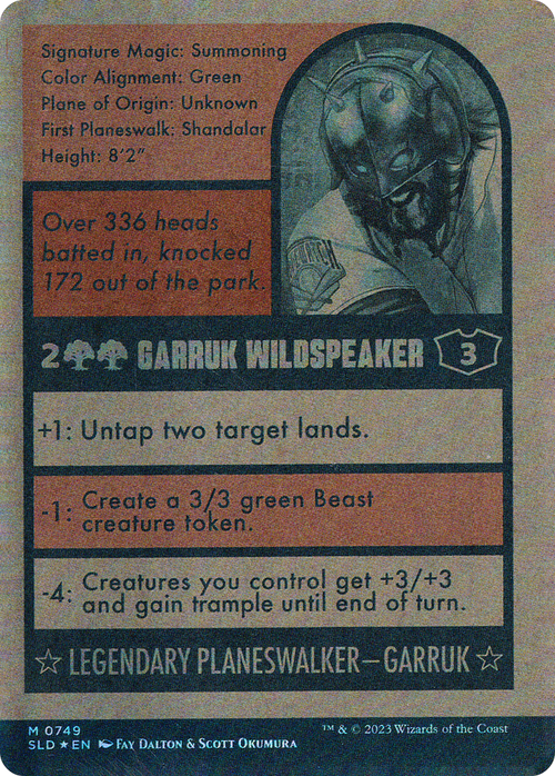 Garruk Wildspeaker (749) (Autographed) (SLD-749) - Secret Lair Drop: (Full Art) (Borderless) Foil