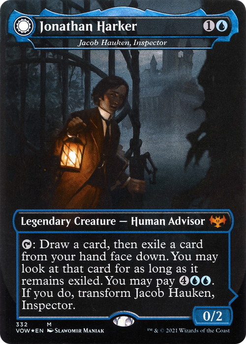 Jonathan Harker - Jacob Hauken, Inspector (VOW-332) - Innistrad: Crimson Vow: (Double Faced Transform) (Borderless) Foil