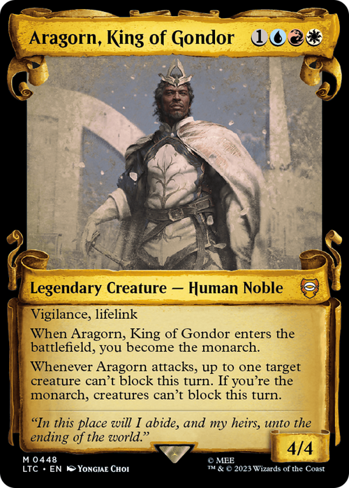 Aragorn, King of Gondor (Showcase Scrolls) (LTC-448) - Tales of Middle-earth Commander: (Showcase) Foil