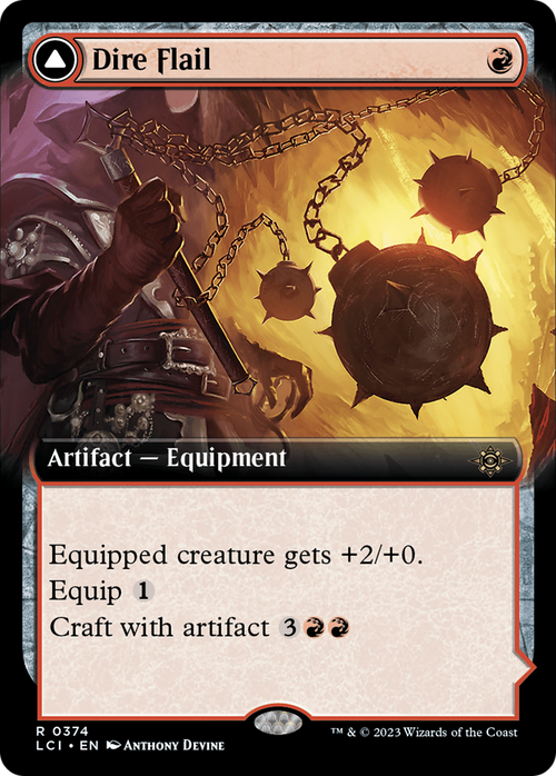 Dire Flail (Extended Art) (LCI-374) - The Lost Caverns of Ixalan: (Extended Art) Foil